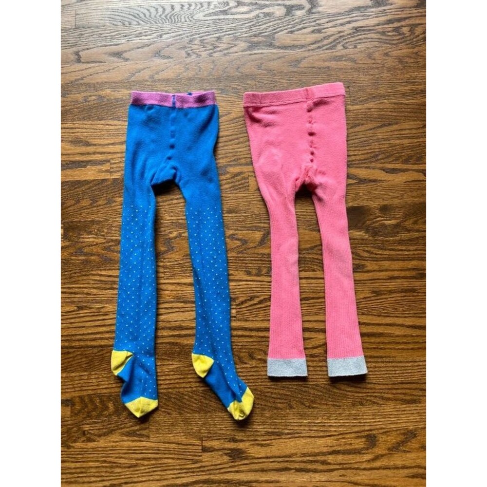 Mini Boden girls tights size 5-6 pink polka dots